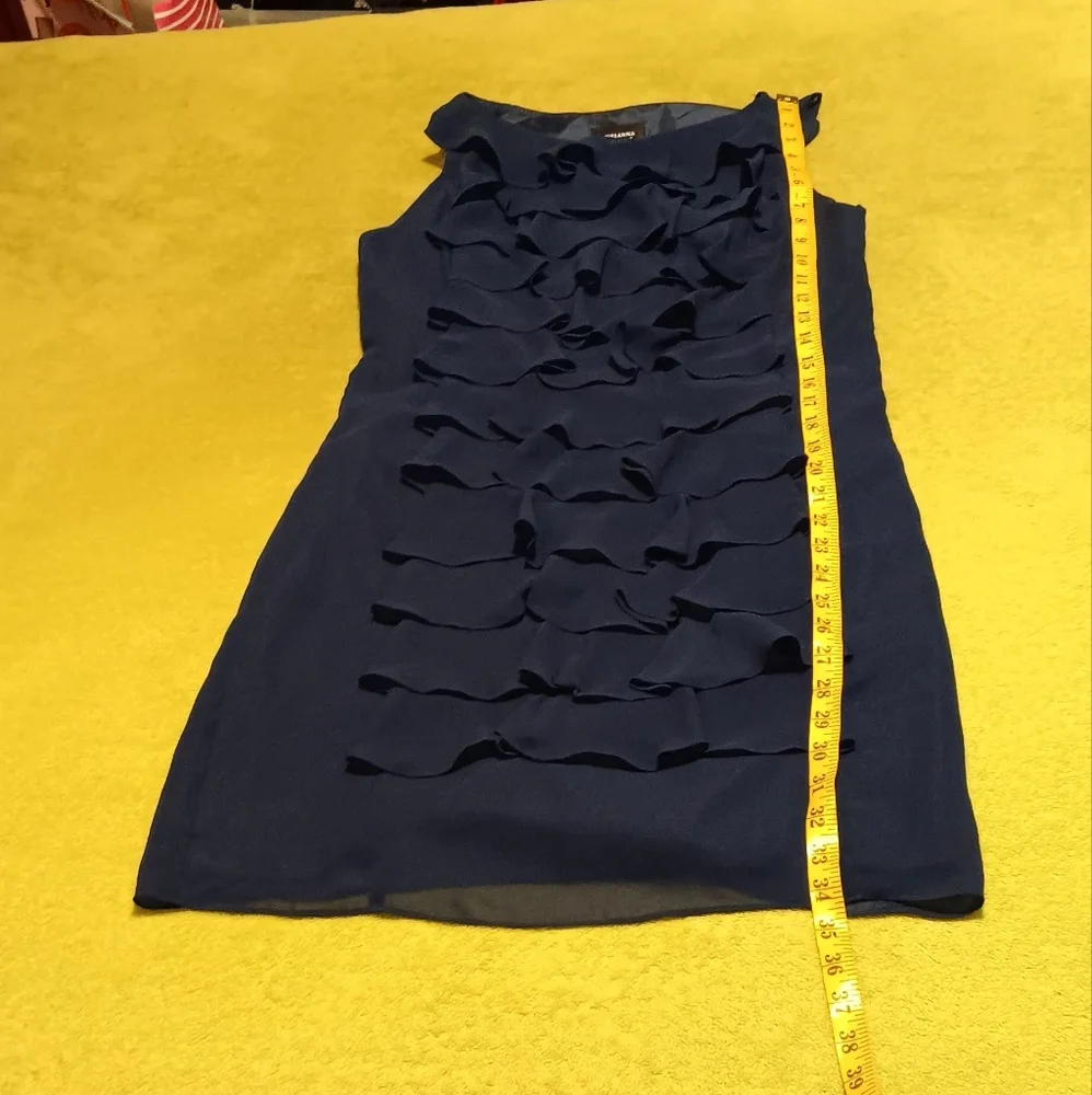 Adrianna Papell Women Ruffle Sleeveless Dress‎ Navy Blue Sz10